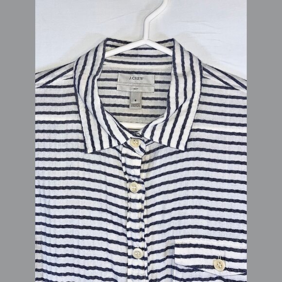 J.Crew Women's Striped Button Down Blouse - Size 8 - Picture 3 of 6
